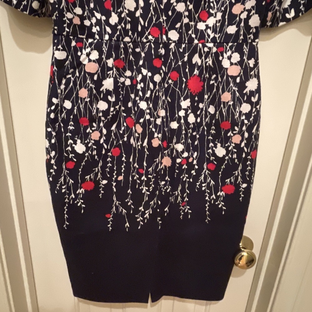 Boden Navy Floral Print Cotton Sleeve Sheath Dress Size US 8R Preppy Classic - Picture 7 of 12